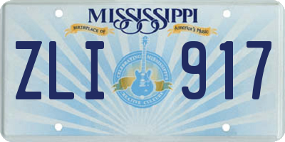 MS license plate ZLI917
