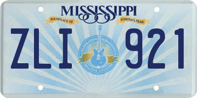 MS license plate ZLI921