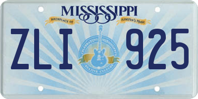 MS license plate ZLI925