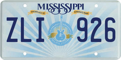 MS license plate ZLI926
