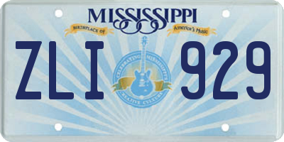 MS license plate ZLI929