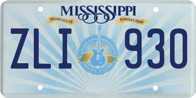 MS license plate ZLI930