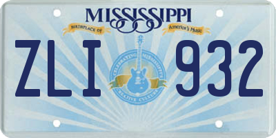 MS license plate ZLI932