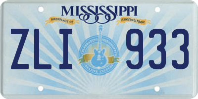 MS license plate ZLI933