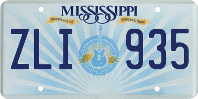 MS license plate ZLI935