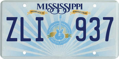 MS license plate ZLI937