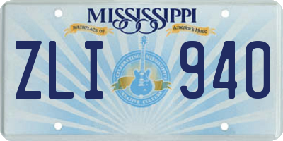 MS license plate ZLI940