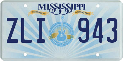 MS license plate ZLI943