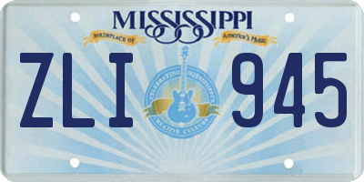 MS license plate ZLI945