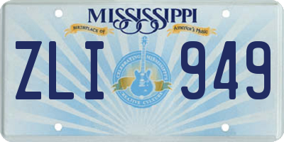 MS license plate ZLI949