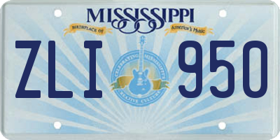 MS license plate ZLI950