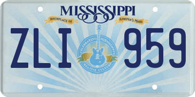 MS license plate ZLI959