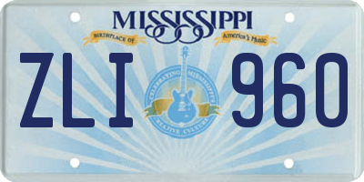 MS license plate ZLI960