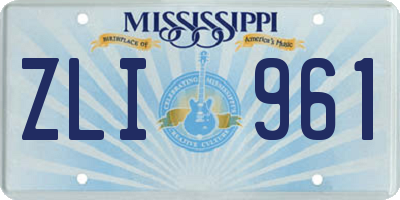 MS license plate ZLI961