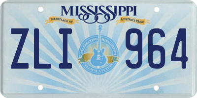 MS license plate ZLI964