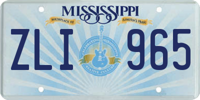 MS license plate ZLI965