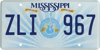 MS license plate ZLI967