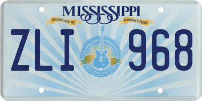 MS license plate ZLI968