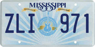 MS license plate ZLI971