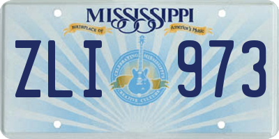 MS license plate ZLI973