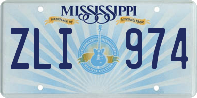 MS license plate ZLI974