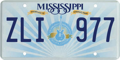 MS license plate ZLI977