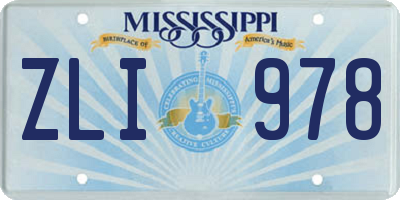 MS license plate ZLI978