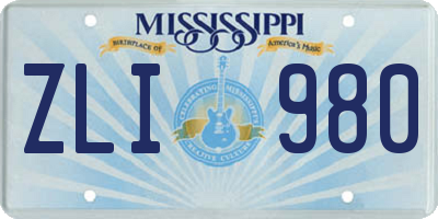 MS license plate ZLI980