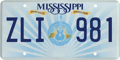 MS license plate ZLI981
