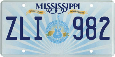 MS license plate ZLI982