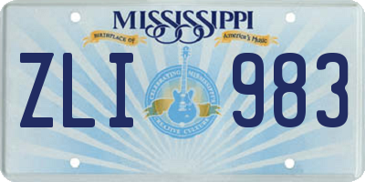 MS license plate ZLI983