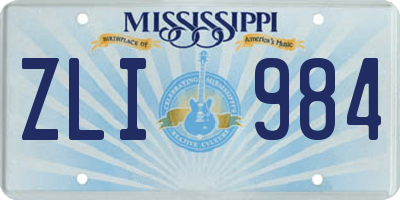 MS license plate ZLI984