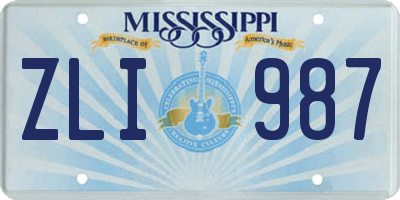 MS license plate ZLI987
