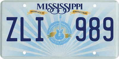 MS license plate ZLI989