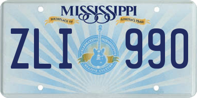 MS license plate ZLI990