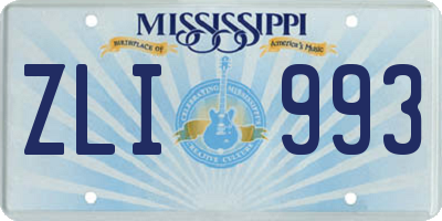 MS license plate ZLI993