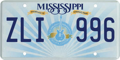 MS license plate ZLI996