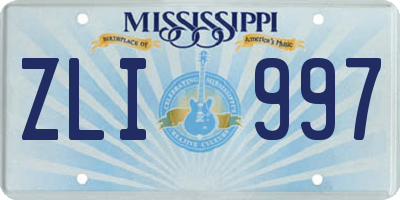 MS license plate ZLI997
