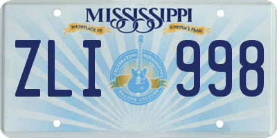 MS license plate ZLI998