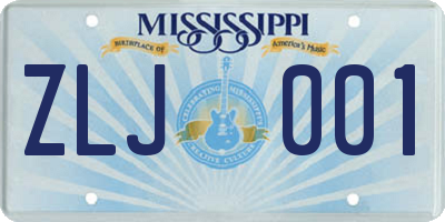 MS license plate ZLJ001