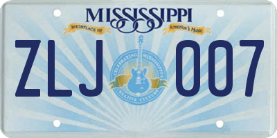 MS license plate ZLJ007