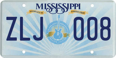 MS license plate ZLJ008