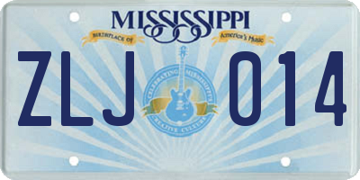 MS license plate ZLJ014
