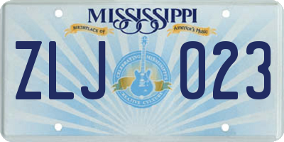 MS license plate ZLJ023