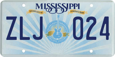 MS license plate ZLJ024