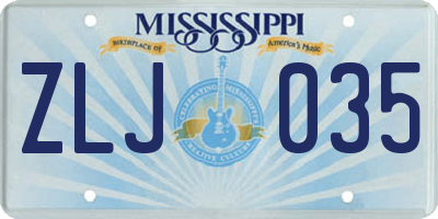 MS license plate ZLJ035
