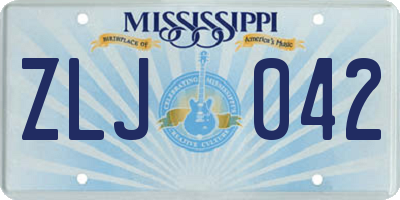 MS license plate ZLJ042