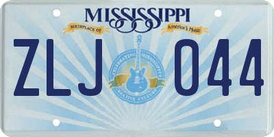 MS license plate ZLJ044