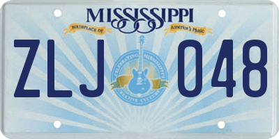 MS license plate ZLJ048