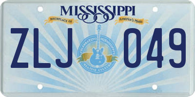 MS license plate ZLJ049